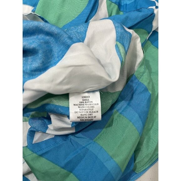 Casual Living Kimono Sleeve Tunic Shirt Women 0X/1X Blue And Green Coastal Wear - Picture 8 of 11